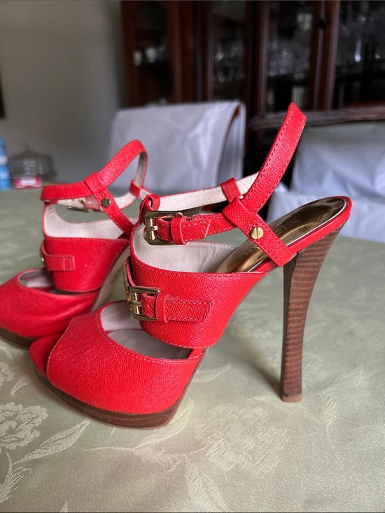 Michael Kors Shoes - Michael Kors Red Platform Peep-Toe Strappy High Heels